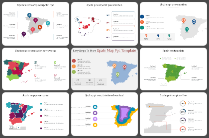 Spain Map Powerpoint Templates